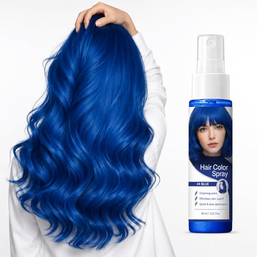 Temporary Hair Colour Spray, Washable Blue Hair Dye for Parties, Fancy Dress and Cosplay, Instant Vibrant Colour Change, Effortless Wash Out Hair Makeup for Halloween, Prom, Club Nights (#04 Blue)