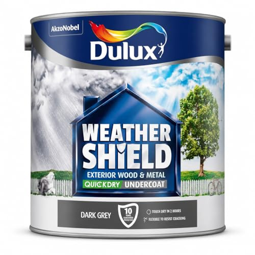 Dark Grey Weathershield Quick Dry Undercoat Paint 2.5L | Exterior Wood and Metal Undercoat | Fast Drying Base Coat for Gloss Satin and Exterior Top Coats | Durable Outdoor Paint Preparation