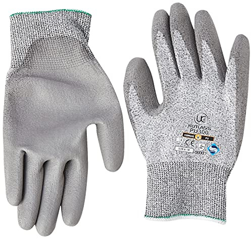 Ultimate Industrial PU300/08 PU300 Kutlass PU Coated Cut Resistant Work Gloves, 1 Pair, Size 8/Medium, Grey