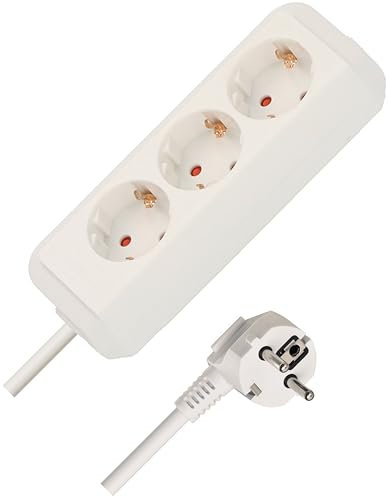 Brennenstuhl Eco-Line Steckdosenleiste 3-Fach (Mehrfachsteckdose mit erhöhtem Berührungsschutz und 3m Kabel) weiß