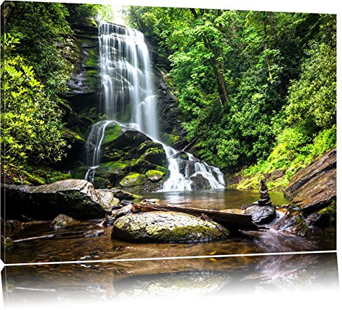Pixxprint Wunderschöner tropischer Wasserfall, Größe: 60x40cm, Leinwandbild, fertig gespannt, Wandbild, Dekoration, Kunstdruck, kein Poster