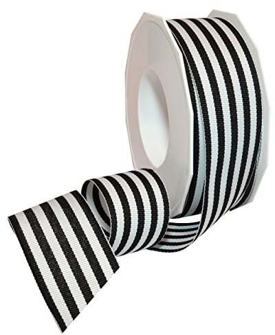 Morex Ribbon Striped Polyester Grosgrain Ribbon, Party Decorations, Gift Wrapping, Fun Patterns, 1-1/2 by 20 yd., Black