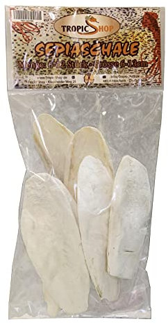 Tropic Shop, Sepia-Schalen-Pack, 6-12 Stück 100% Reine Sepiaschale, Gesundheitsfördernde Mineralien, Kalziumversorgung, Premium Pflege & Aufbau für Reptilien und Vögel