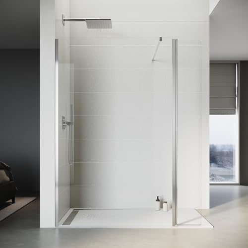 SONNI Duschwand 70x200 cm Walk in Dusche mit 30cm Seitenteil Duschtrennwand 8mm Easy-clean Nano Glas Duschabtrennung