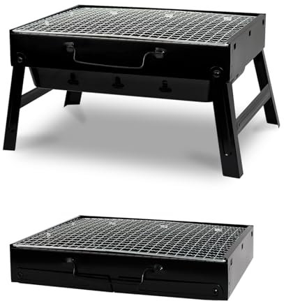 Denny International Portable Charcoal Barbecue Desk Stainless Steel Folding BBQ Grill Perfect For Travel Camping Outdoors