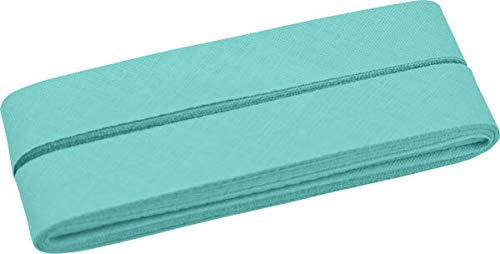 Unifarbenes Schrägband, Baumwolle, vorgefalzt, 20 mm breit - 2 Packungen á 5 Meter, Mint