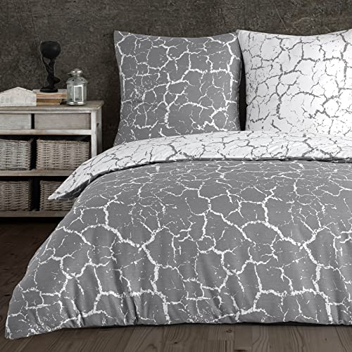 Buymax Bettwäsche 135x200 cm – Bettwäsche Set 2-teilig 135 x 200 cm, Renforcé 100% Baumwolle, Bettbezug mit 1 Kissenbezug 80x80 cm, Oeko-TEX, Reißverschluss, weich und atmungsaktiv