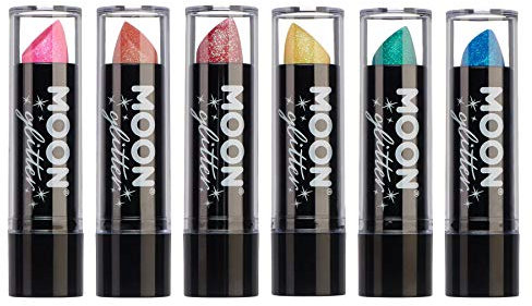 Moon Glitter - Lippenstift mit schillerndem Glitter - 5gr - Set mit 6 Farben