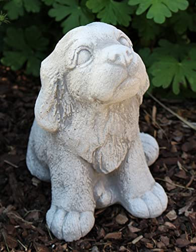 JS Garten Deko Beton Figur Hund Welpe sitzend H 18 cm Dekofigur klein Gartenfigur
