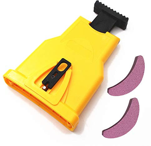 Techson Portable Chainsaw Sharpener - Universal Chainsaw Blade Grinder Tool with 2 Extra Whetstones - Fits Chainsaw Bars with 2 Holes, Durable & Easy-to-Use Woodworking Kit