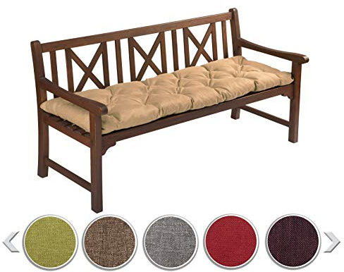 sunnypillow Bankauflage Outdoor - Bankkissen für Bank 160 x 50 cm - Sitzkissen für Hollywoodschaukel - Polsterauflage, Auflage für Gartenbank - Gartenkissen, Stuhlkissen für Gartenmöbel Beige