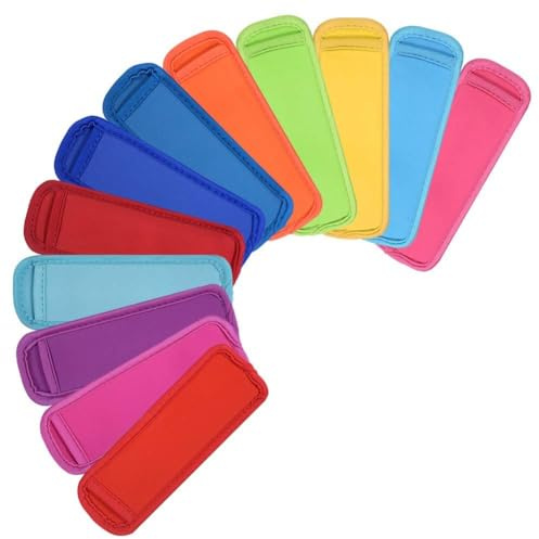 12 Pieces Reusable Ice Pop Insulator Sleeves Freezer Pop Holders Bags,12 Colors