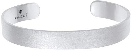 Kuzzoi Buddha Herren 10 mm Silber Armreif offen handgefertigt 925 Silber | mattiert Basic Armband für Männer 19cm breit 25g