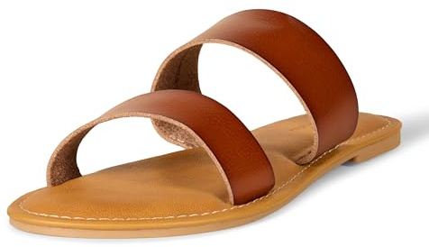 Amazon Essentials Women's Two-Band Slip-On Open-Toe Sliders Sandal, Multipacks