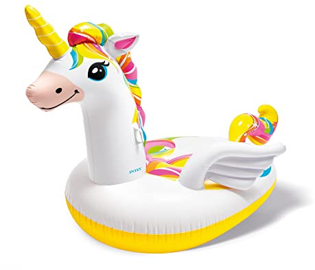Intex: Mega Unicorn aufblasbarer Poolinsel-Schwimmer – (57291EP) aufgeblasen, 251,5 cm L x 162,6 cm B x 144,8 cm H, buntes Einhorn-Wasser-Schwimmbad, 251,5 cm L x 162,6 cm B x 144,8 cm H, buntes