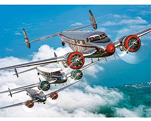 YINGXIN88 5D Diamantmalerei DIY Diamant Strass Malerei Kit für Erwachsene und Kinder zu Hause WanddekorationDrei Flugzeuge am Himmel-50x70cm