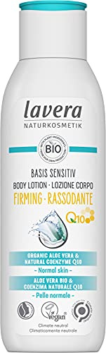 lavera Basis Sensitiv Body Lotion Straffend - mit Bio-Aloe Vera & natürlichem Coenzym Q10 - verbessert die Hautelastizität - Hinterlässt Hautgefühl straffer - Naturkosmetik - vegan - bio (1 x 250ml)