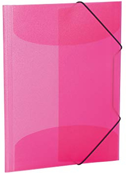 HERMA Sammelmappen A3 Pink Rosa Transluzent Set, 3 Stück, Eckspanner-Mappen aus Kunststoff mit Gummizug und Innenklappen für Kinder, Jungen und Mädchen