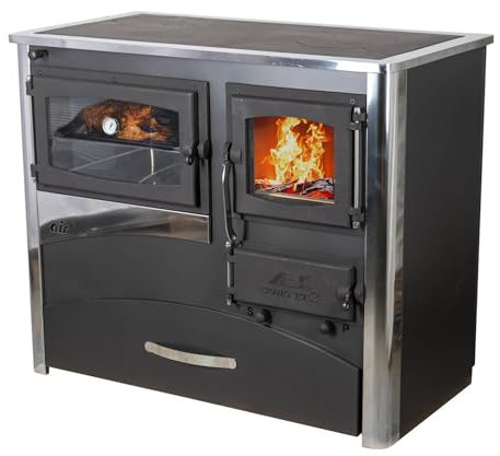 Kaminofen mit Backfach und Herdplatte ABC Concept 2 Air Links Mehrfachbelegung Holzofen 11,6 kW Kamin Ofen Holz Werkstattofen Schwedenofen Hüttenofen Heizofen Holzofen
