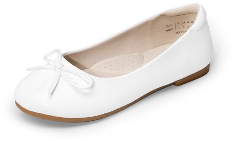 DREAM PAIRS Scarpe Eleganti da Bambina alla Moda con Fiocco Scarpe da Ragazza dei Fiori Slip-On per Matrimonio Scuola Festa Compleanno,Size 35,Bianco,KFL216