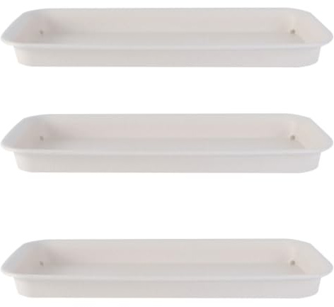 Yardwe Plateau pour Pot De Fleur en Plastique Blanc 3 Pcs Bac D'ÉGouttement pour Plantes Base De Pot De Fleur Rectangulaire pour Jardinage Et IntéRieur 39.5 X 17 X 3 cm