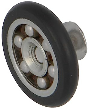 Amig - Set de 2 Rodamientos de mampara Mod. MMP02 - Ø20 mm - Poliamida - Negro - Rodamiento frontal y tornillo PHILIPS DIN 965 A2-M4X8 - Para Puerta Corredera de Duchas de Baños