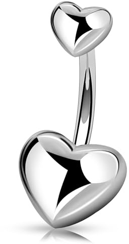 Melighting Titan Bauchnabelring Herz Bauchnabelringe Bauchnabelpiercing Schmuck Innengewinde Bauchnabel Barbell für Frauen