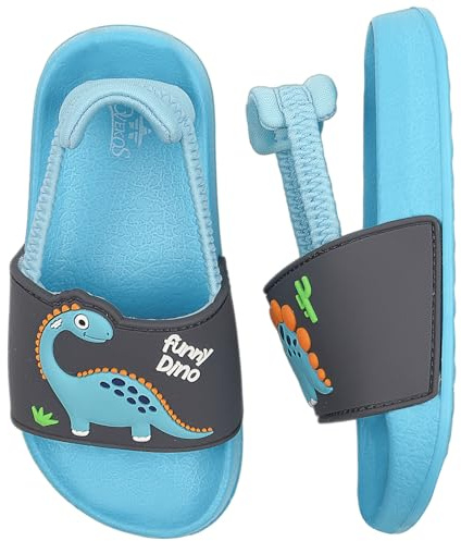 Youecci Sandaler för pojkar flickor sommar barn strand pool tofflor platta halkfria duschtofflor 20–31 EU, Rolig dinosaurie, 22 EU Étroit