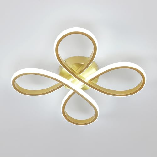 Comely Luz de Techo LED Moderna, 30W 3400LM Lámpara de Techo LED, Iluminación de Techo con Forma de Flor para Pasillo, Balcón, Dormitorio, Sala de Estar, Luz blanca fría de 6500K, 30cm, Oro