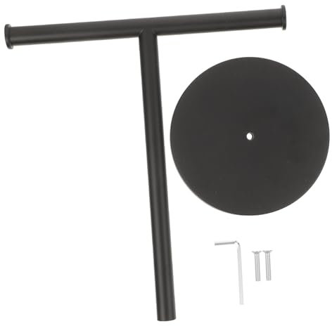 Ciieeo Stehender Handtuchhalter aus Edelstahl Schwarz T-Form Stabile Standbasis für Badezimmerablagen und 1-2 Handtücher