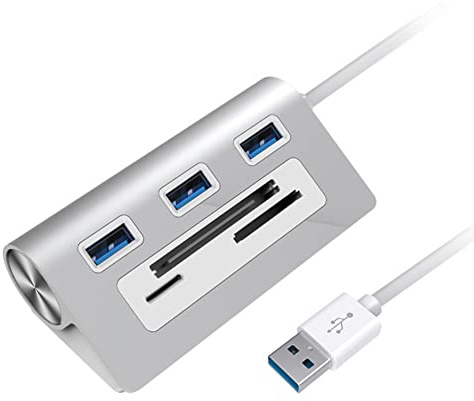 MRNHA Lector de Tarjetas HUB USB 3 Puertos USB 3.0 con Lector de Tarjetas TF/SD Multi USB Splitter Lector de Tarjetas USB para PC Laptop
