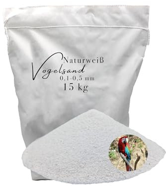 15kg Vogelsand 0,1-0,5 mm ohne Zusatzstoffe wie Anis und Grit weisser keimfrei qualitativ hochwertig Bodengrund für Käfige