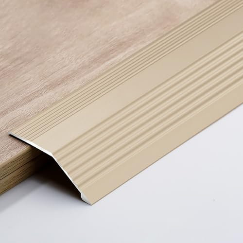 Raouoae Übergangsprofil Für Bodenfugen Von 3 * 90cm Aluschiene Übergangs-Schiene ÜBergangsleiste Bodenübergangsstreifen, Höhenausgleich 3-15mm/6-20mm/10-40mm(Titangold,Breite: 55 mm)