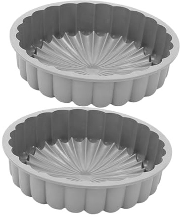 CONGARTENO Set 2 Pezzi Stampo in Silicone per Dolci di Forma Rotonda Design a Petali, Resistente al Calore, per Cottura Uniforme e Preparazione di Torte e Crostate