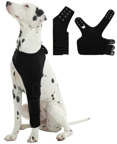 Hjyokuso Hund Schutzanzug für Links Vorderbein, Ellbogenschoner, Wundschutz, Erholung, Schwarz, XL