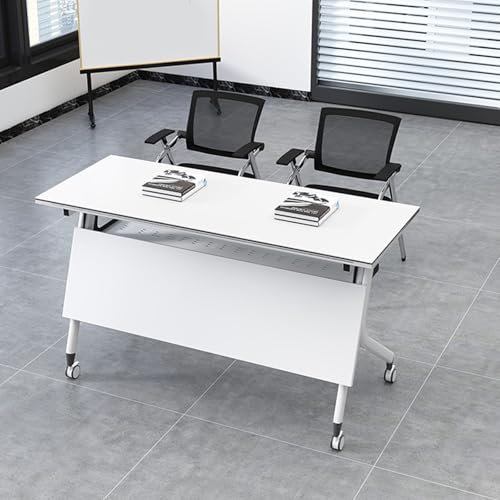 Tragbarer, klappbarer Konferenztisch mit leisen Rädern und Flip-Top-Design, ideal für Büro, Konferenzräume, 120 cm, weiß, faltbarer Besprechungstisch