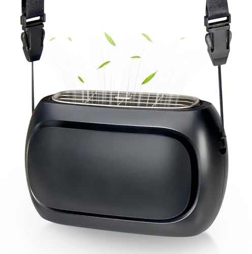 PiKaPiKaP Mini Ventilator Tragbar 3 in 1, Nackenventilator Handventilator Tischventilator, USB-Wiederaufladbar 4 Geschwindigkeiten für Reise Büro Outdoor, Schwarz