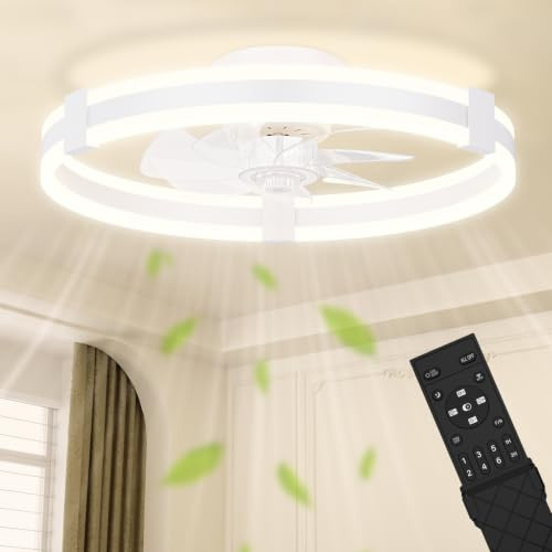 NIORSUN Ventilator Deckenleuchte,50CM LED Deckenventilator mit Beleuchtung,3 Farbtemperatur und 6 Geschwindigkeiten Deckenventilator mit Lampe,APP/Fernbedienung Dimmbar Ventilator Deckenlampe Weiß
