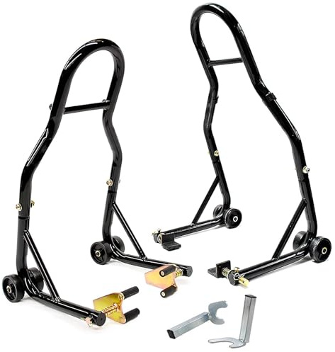 OKSTENCK Motorcycle Paddock Brackets Front Rear Combination Wheel with Rear Fork Shaft Lift for Sports Bike Fine-Tuning Frame Stand (1102 Lbs)