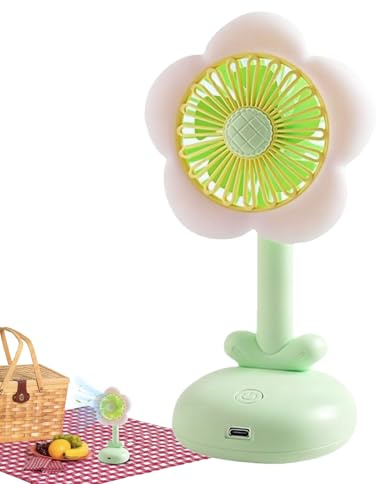 Quiet Desk Fan - Flower Small Fans for Bedroom Cooling - USB Rechargeable Air Circulator 2-Speed for Dorm Bedroom Office School Table Travel Hiking Camping Women Girls Birthday