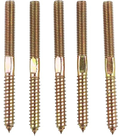 Vite con tassello Respicefinem per la lavorazione del legno Connettore per mobili con doppia vite nuovissima realizzata in materiale di ferro premium superficie placcata in zinco (10 * 120 5pcs)