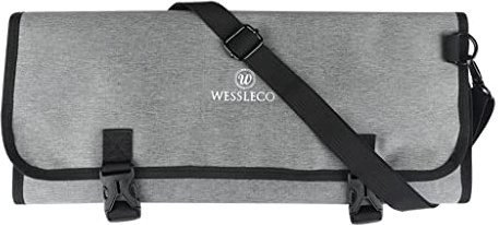 blloocod Borsa Portacoltelli Chef a Rullo 14 Slot, Custodia per Coltelli da 16 Pollici, Tasca Mannaia, 6 Cucchiai, Poliestere 600D Impermeabile, 43x52 cm