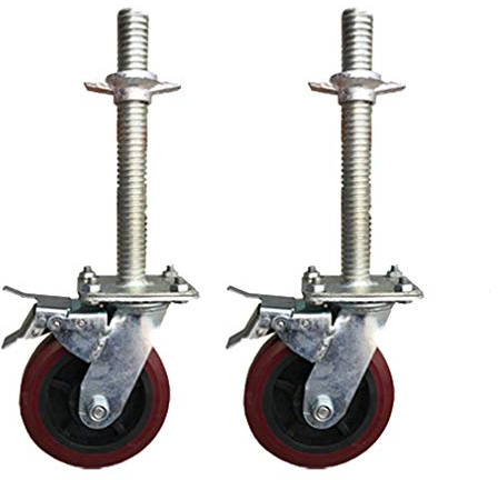 DRFGNF Ruedas giratorias de 6 Pulgadas con Frenos para Andamios móviles. Capacidad de Carga: 400 kg. Paquete de 2 Unidades. Color Rojo/Blanco. Diámetro: 150 mm. Resistentes y ve