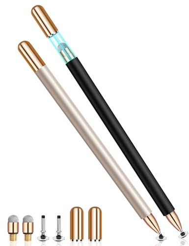Mixoo Stylet universel 2 en 1 pour écran tactile, haute sensibilité, double pointe pour iPad, iPhone, tablettes Apple, Android, Kindle, Chromebook, tous les appareils à écran tactile capacitif (noir