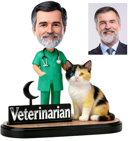 mydedor Individuelle Tierarzt-Wackelkopf-Figur, einzigartiges Tierarzt-Geschenk für Tierliebhaber, Tierklinik-Schreibtischdekoration, Weihnachts- und Geburtstagsgeschenk für Tierarzt