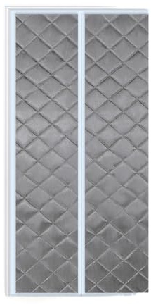 Winter Door Curtain Thermal Insulated Magnetic Screen Waterproof Thickened Cotton Self-Closing Fly Door for Home Use (Gray W 90cm x H 210cm)
