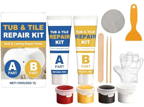 Kit Riparazione Piastrelle, Kit Smalto Vasca da Bagno, Kit Riparazione Piastrelle per Riparare Scheggiature, Ammaccature, Crepe, Fori e Graffi su Porcellana e Ceramica
