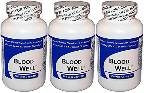 Blood Well (180 Capsules per Bottle) - 3 Pack -NO Beef Bovine Capsules, no Common Fillers no Silica, Magnesium Stearate, Talc or Silicon Dioxide. Kosher/Vegan Capsules*