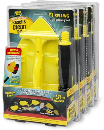 Invisible Glass 95160-4PK Reach & Clean Windshield Cleaning Tool and Car Window Cleaner Tool for Interior and Exterior Auto Glass with 2 Microfiber Pads and Storage Bag – Pack of 4