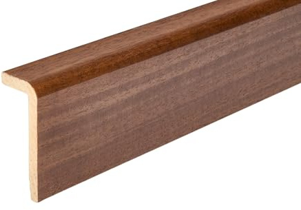 Hobby Legno - Battiscopa Copritubo Massello In Legno Di Ayous Tinto Noce Medio mm. 92X38X3000 (Prezzo Per ml. 6) completo di listello per sostegno spessore. Made in Italy.